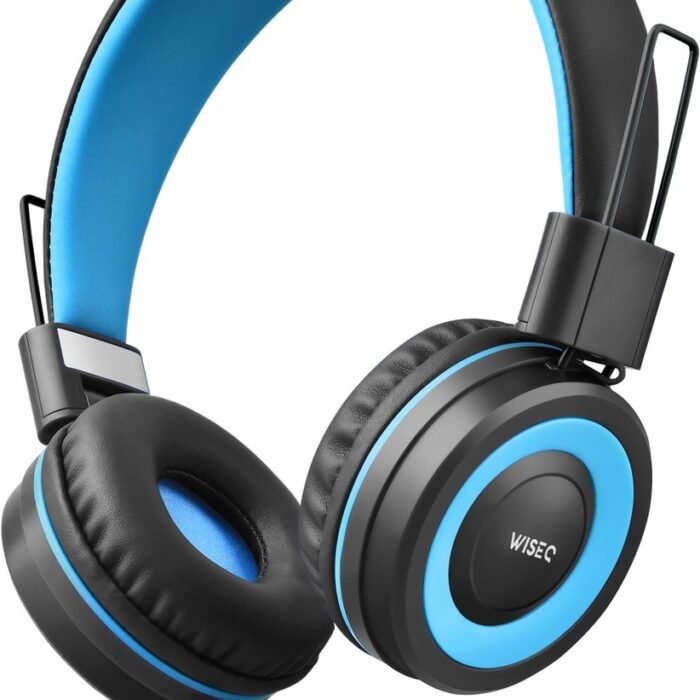 WiseQ - Koptelefoon voor Kinderen– Geluidsdempende Hoofdtelefoon Kind – Verstelbaar - Volumebegrenzer – Microfoon – Met Draad - Zwart-Blauw