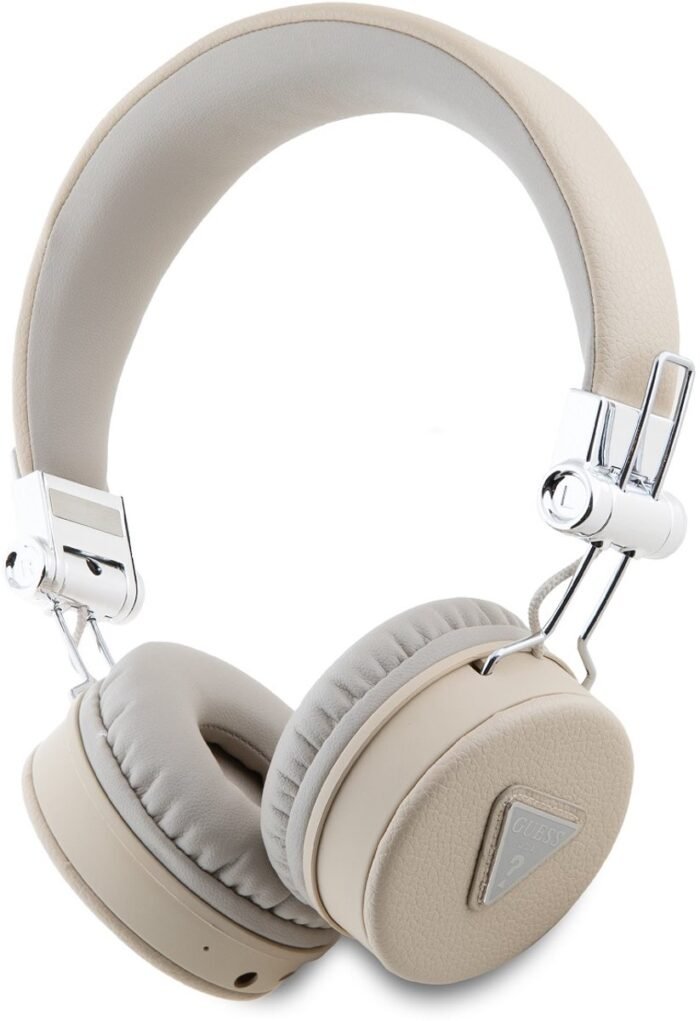 Guess Bluetooth Stereo Koptelefoon ENC - Grained Triangle Logo - Beige