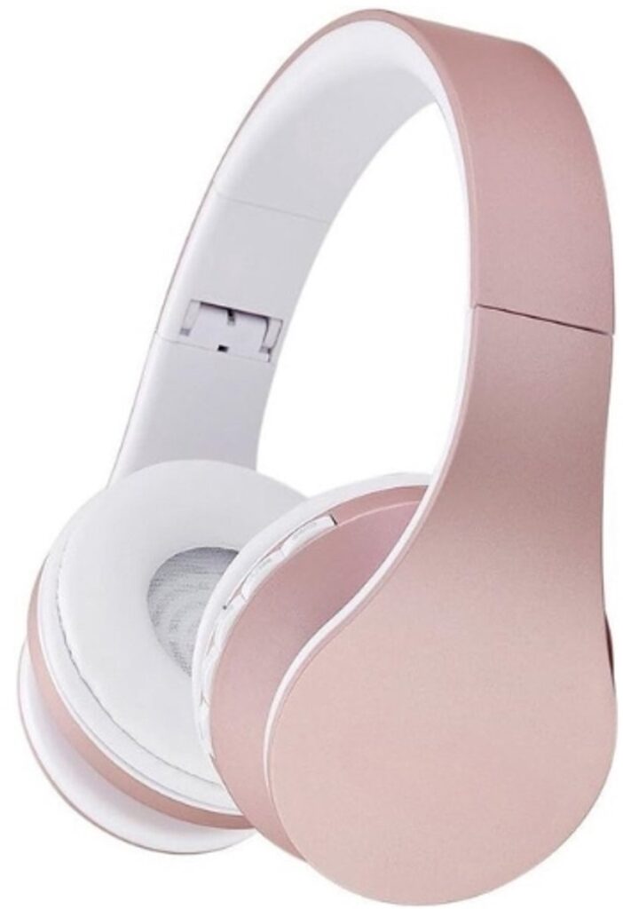 StayPowered Bluetooth Koptelefoon - HiFi Geluid voor Een Ongekende Muziekbeleving - Draadloos of Bekabeld - Ingebouwde Microfoon - Micro-SD en FM-Radio - Comfortabele Memory Foam Oorkussens - Wit/Roségoud - Levering Sneller dan Aangegeven!
