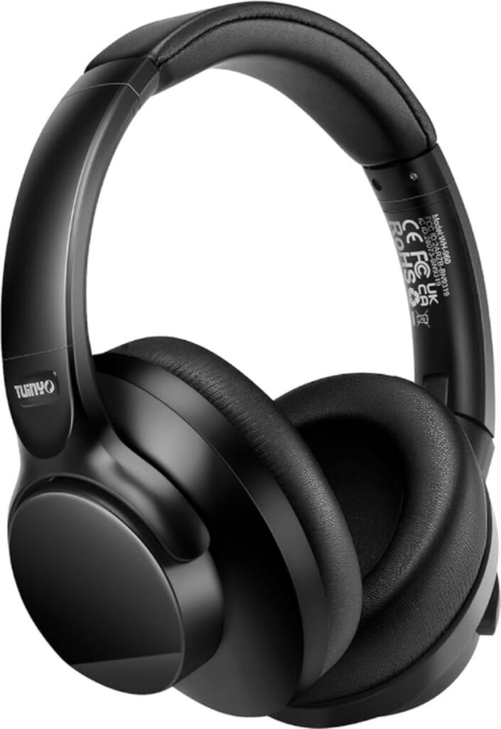 Tuinyo - Draadloze koptelefoon met noise cancelling - Over ear - 60 Uur speeltijd - Diepe bas - Hi-Fi Stereo geluid - comfortabele oorkussens - Inclusief reisetui - Zwart