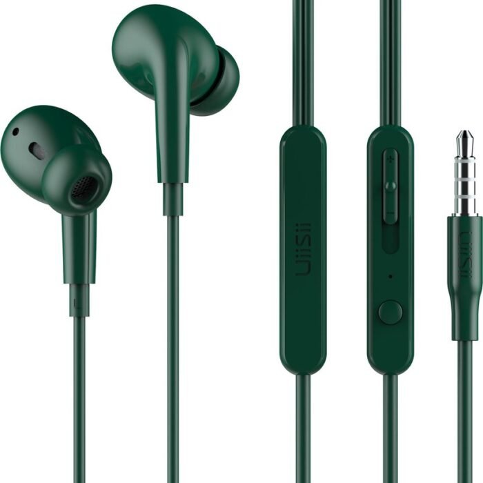 UiiSii UX Oordopjes Groen - Oortjes met draad en microfoon - 120cm Aux Kabel