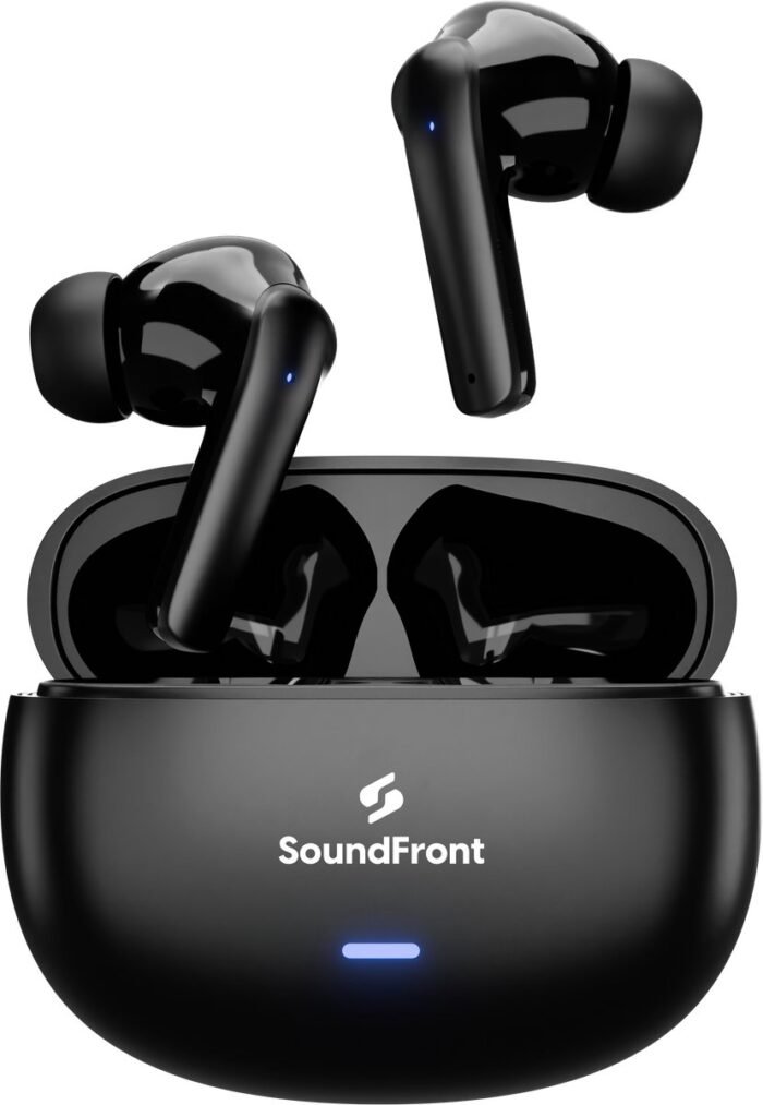 Soundfront Ultimate Draadloze Oordopjes - Bluetooth Oortjes - 26dB Active Noise Cancelling - Oortjes draadloos - Geschikt voor Smartphones & Laptops - Zwart