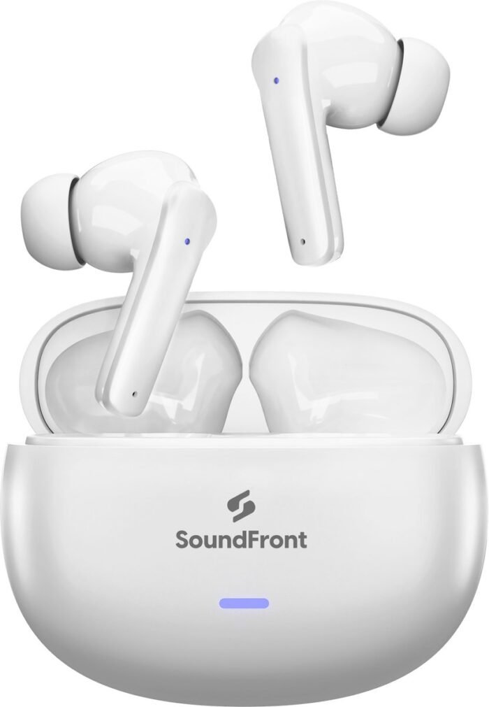 SoundFront Ultimate Draadloze Oordopjes - Bluetooth Oortjes - 26dB Active Noise Cancelling - Oortjes draadloos - Geschikt voor smartphones & laptop - Wit