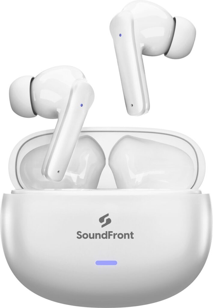 SoundFront Ultimate Draadloze Oordopjes - Bluetooth Oortjes - 26dB Active Noise Cancelling - Oortjes draadloos - Geschikt voor smartphones & laptop - Wit