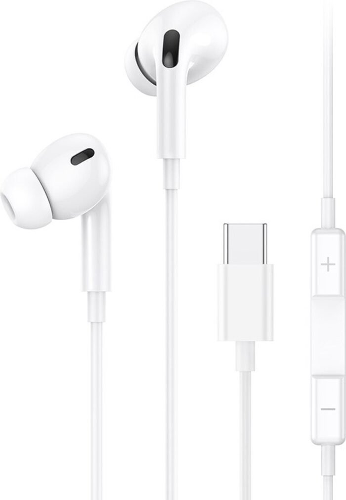 USAMS Bedrade In-Ear Oordopjes 1.2m - USB-C aansluiting - Wit