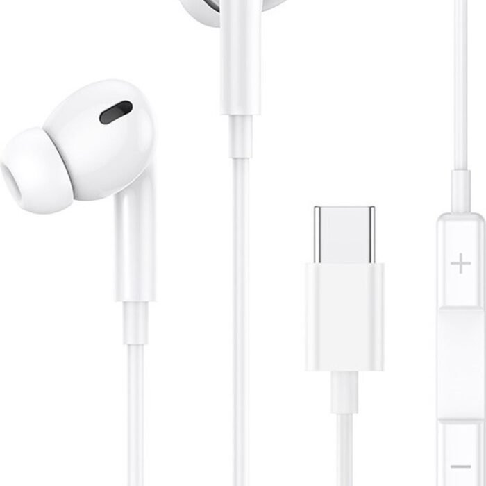 USAMS Bedrade In-Ear Oordopjes 1.2m - USB-C aansluiting - Wit