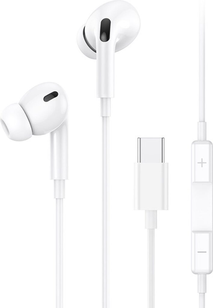 USAMS Bedrade In-Ear Oordopjes 1.2m - USB-C aansluiting - Wit