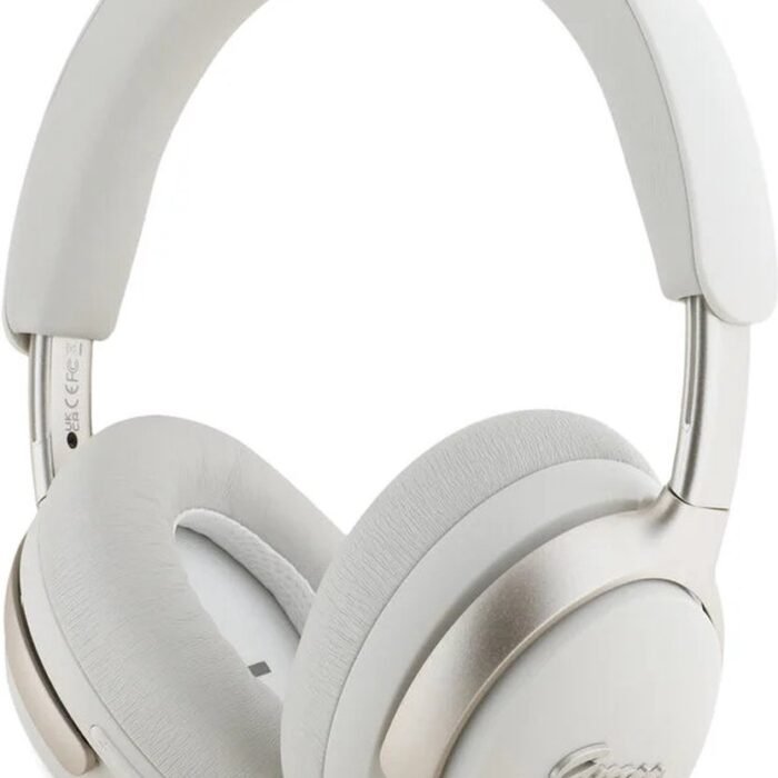Guess Bluetooth ANC Headphones Beige Metal Script Logo