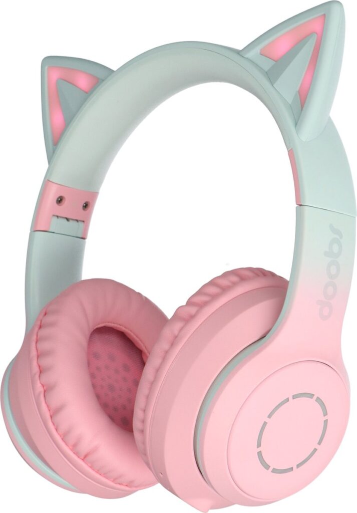 Doobs Cathy Kinder koptelefoon | Bluetooth 5.1 | Katoor | RGB LED | Draadloos | Comfort - roze
