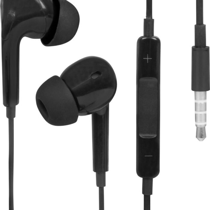 Nuvance - Oortjes met Draad - 3.5mm Jack Aansluiting - Oordopjes met Draad - In-Ear Oortjes met Draad en Microfoon - Zwart