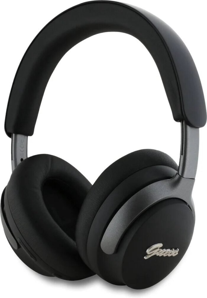 Guess koptelefoon Metal Script Logo Bluetooth ANC/ENC- USB-C Audiokoptelefoon Waterproef Hands Free Bellen - Zwart