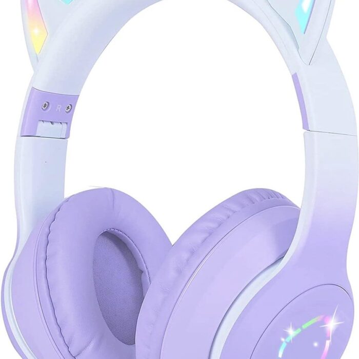 Draadloze Hoofdtelefoon voor Kinderen met Kattenoren en LED Lichten - Opvouwbare Bluetooth Stereo Hoofdtelefoon voor Jongens en Meisjes