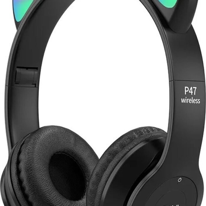 Kinder Hoofdtelefoon-Draadloze Koptelefoon-Kinder Headset-On Ear-Bluetooth-Microfoon-Katten Oorjtes-Led Verlichting-Paars