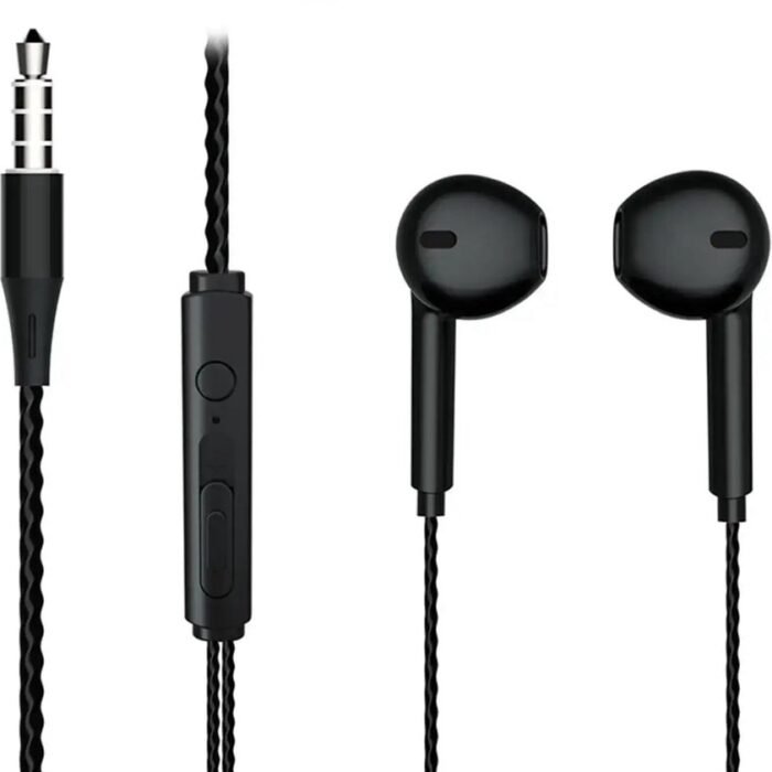 2 x Bedrade oortjes - In Ear Oordopjes - Oortjes met Draad en Microfoon -Extra Bass - 3,5mm Jack Aansluiting - 120cm kabel - Zwart