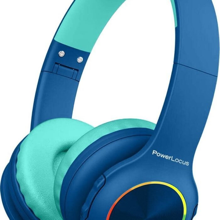 PowerLocus PLED Draadloze Koptelefoon Over-Ear voor Kinderen - LED lampjes - met Microfoon - Micro SD poort - Blauw