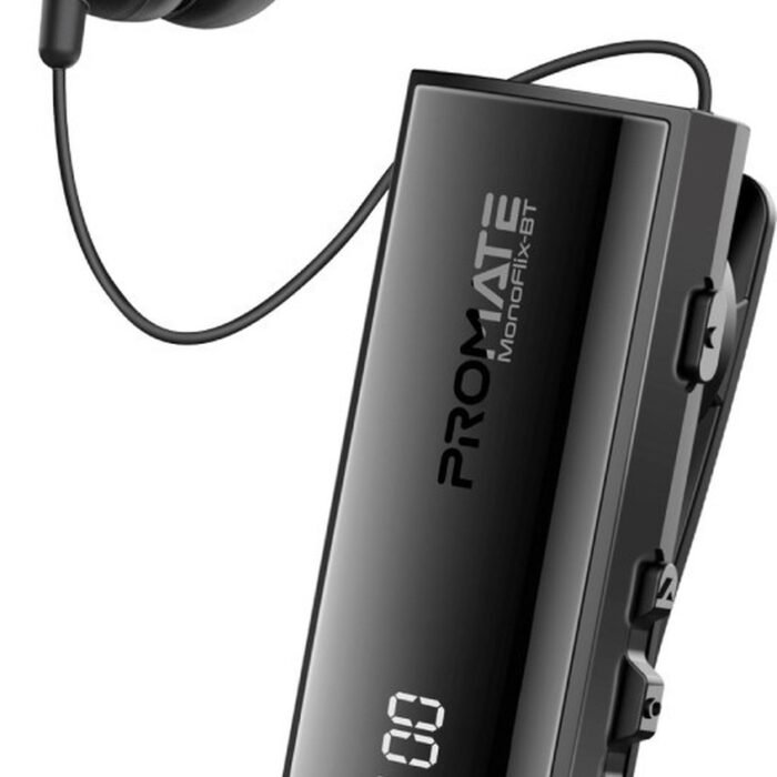 ProMate® Draadloze Professionele Mono Headset met Bluetooth v5.3, Intrekbare Kabel, Waterbestendigheid, Omgevingsgeluidsreductie, LED Display en Lange Batterijduur, voor Skype, Zoom, Trucker, MonoFlix-BT