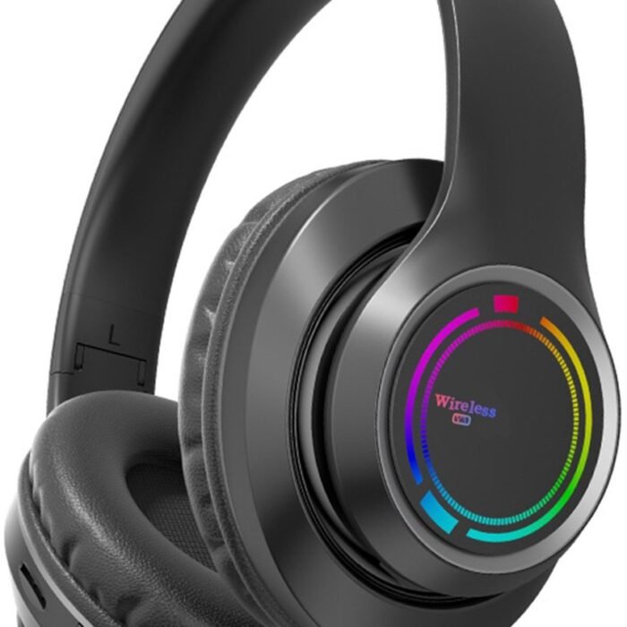KINSI Draadloze Bluetooth-headset, over-ear gaming-hoofdtelefoon met achtergrondverlichting, Bedrade headset, RGB-ruisonderdrukking