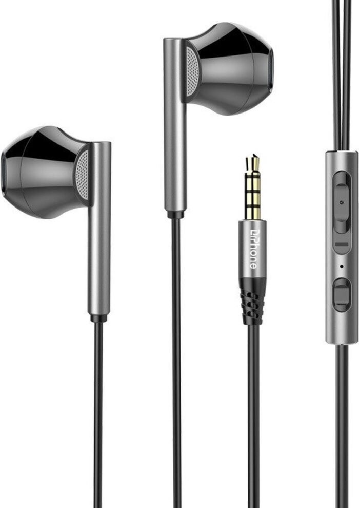 DrPhone M10 Bedrade 3.5mm Aux In-Ear Oortelefoon – 8 kernen & Bass Met Microfoon - Dynamische Stereo Oordopjes – Zwart