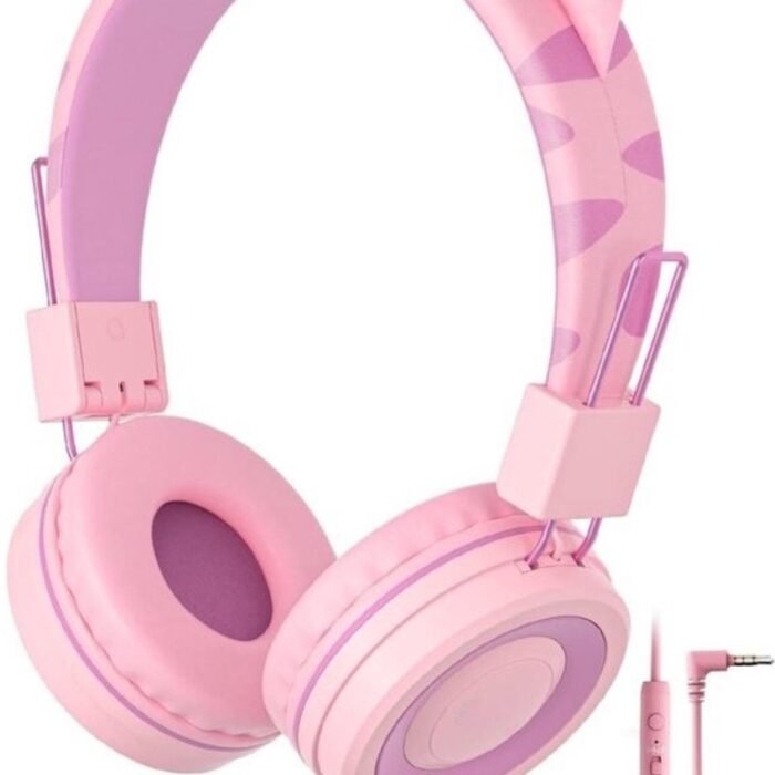 Intelectro Koptelefoon voor Kinderen - Ontworpen voor Comfort en Stijl! - Ingebouwde Microfoon - Comfortabel en Opvouwbaar Design - Brede Compatibiliteit - Handig voor Reizen - Hoogwaardige Kwaliteit - Roze - Levering Sneller dan Aangegeven!