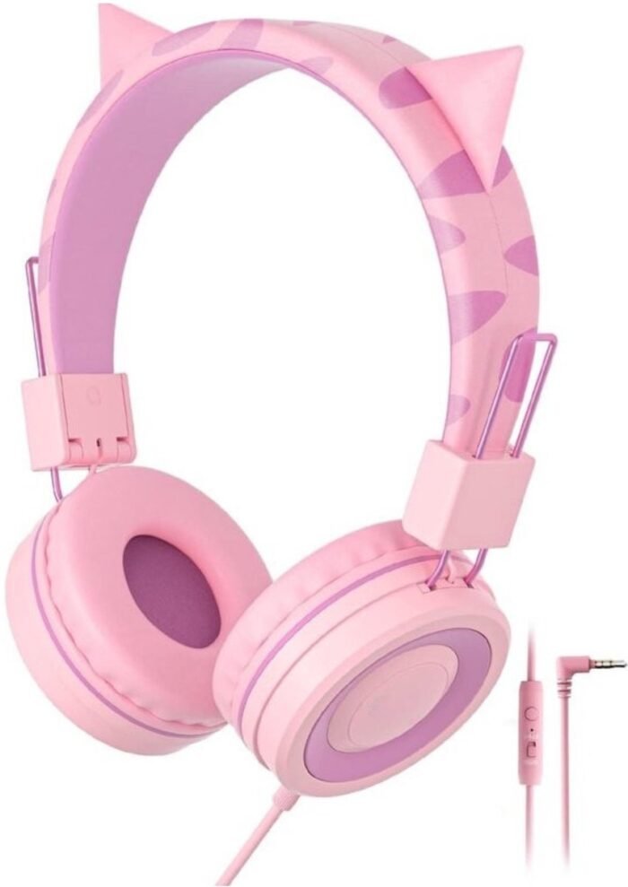 Intelectro Koptelefoon voor Kinderen - Ontworpen voor Comfort en Stijl! - Ingebouwde Microfoon - Comfortabel en Opvouwbaar Design - Brede Compatibiliteit - Handig voor Reizen - Hoogwaardige Kwaliteit - Roze - Levering Sneller dan Aangegeven!