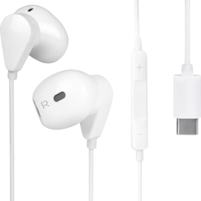 Nuvance Oortjes met Draad - USB-C Aansluiting - In-Ear Oordopjes met Draad - Bedrade Oortjes - Oortjes met Draad en Microfoon - Wit