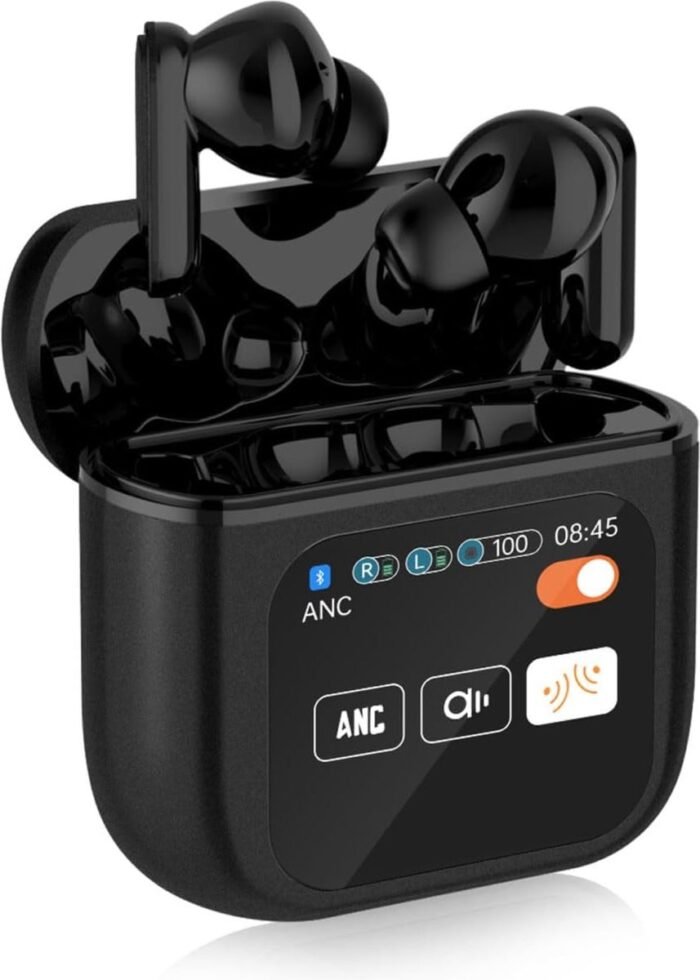 Otiume Draadloze Oordopjes - LCD Scherm Bluetooth Oortjes Wireless Earbuds Touchscreen Earphones - Zwart