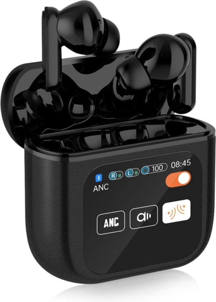 Otiume Draadloze Oordopjes - LCD Scherm Bluetooth Oortjes Wireless Earbuds Touchscreen Earphones - Zwart