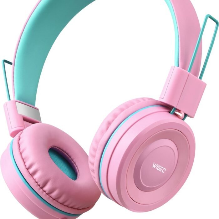WiseQ Geluidsdempende Koptelefoon voor Kinderen met Draad – Volumebegrenzer 93dB - vanaf 3 tot 15 jaar – Extra Stevige Koptelefoon voor Kinderen – Roze / Unicorn-Bubblegum