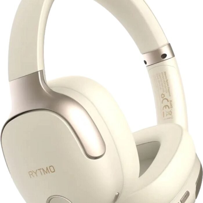Manta Rytmo Elegance Cream Draadloze On-Ear Hoofdtelefoon – Bluetooth 5.3, ANC, 50u Speeltijd, Opvouwbaar, Inclusief Case, USB-C & AUX