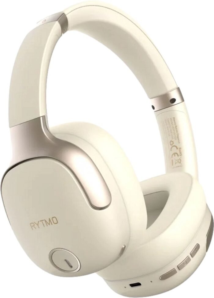 Manta Rytmo Elegance Cream Draadloze On-Ear Hoofdtelefoon – Bluetooth 5.3, ANC, 50u Speeltijd, Opvouwbaar, Inclusief Case, USB-C & AUX