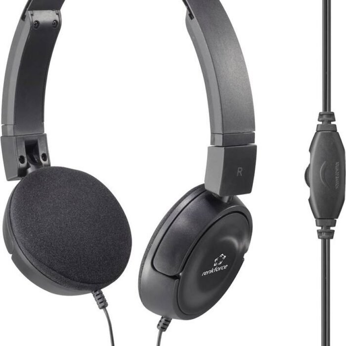 Renkforce RF-HS-130 On Ear koptelefoon Kabel Stereo Zwart Volumeregeling