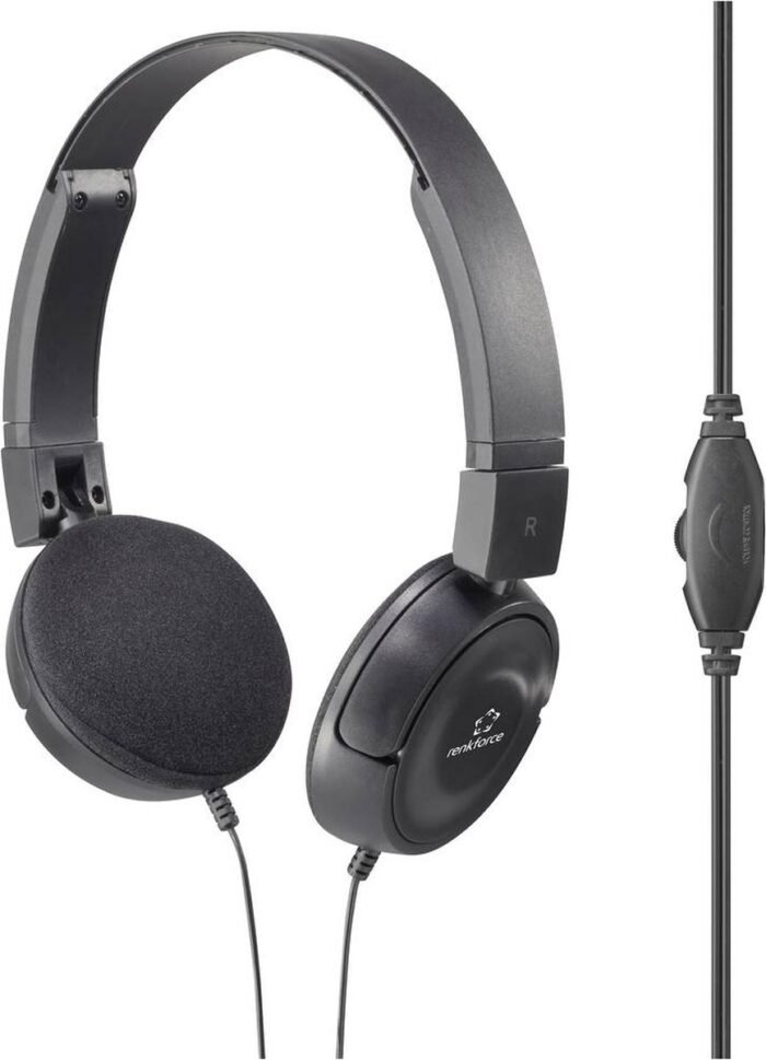 Renkforce RF-HS-130 On Ear koptelefoon Kabel Stereo Zwart Volumeregeling