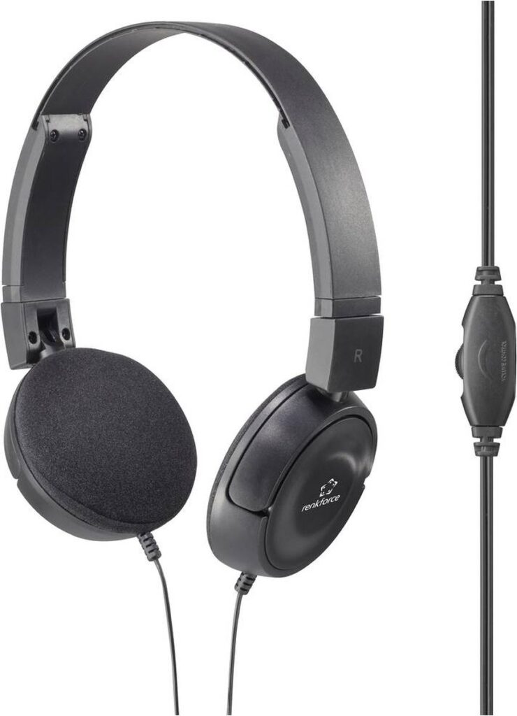 Renkforce RF-HS-130 On Ear koptelefoon Kabel Stereo Zwart Volumeregeling