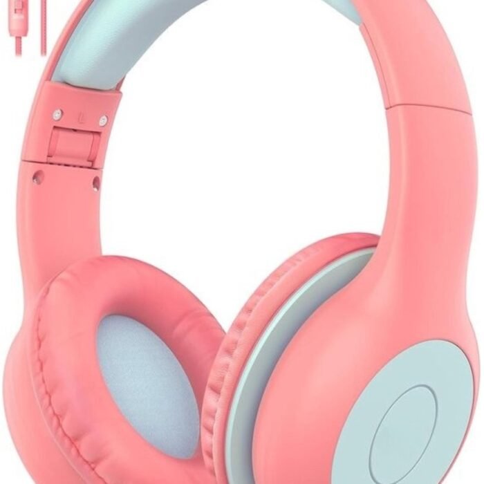 Intelectro Koptelefoon voor Kinderen - Veiligheid en Plezier in Eén! - Hoogwaardige Stereogeluid - Comfortabele Draagervaring - HD Microfoon - Volumeregeling - Brede Compatibiliteit en Audio Delen - Roze/Blauw - Levering Sneller dan Aangegeven!