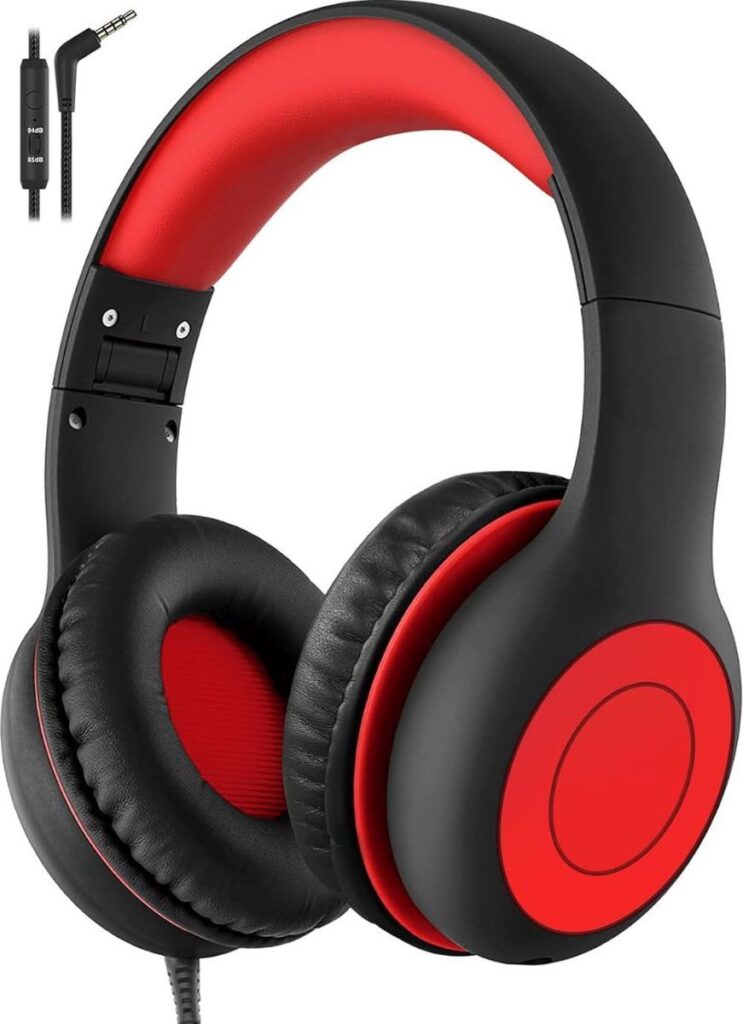 ApexArte® Koptelefoon Kinderen met Draad - Gaming Headset - Zwart met Rood