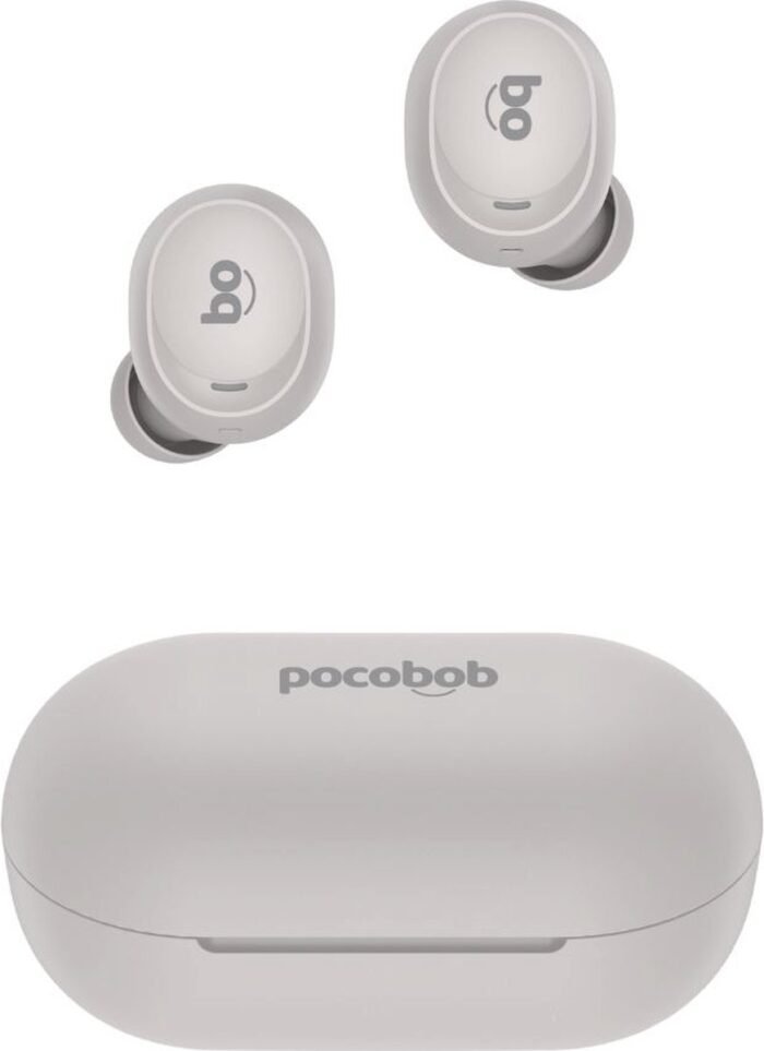 pocobob® TO draadloze oordopjes- Sand Gray (creme wit) - in ear oortjes - bluetooth oordopjes - Met pocobob APP voor je smartphone