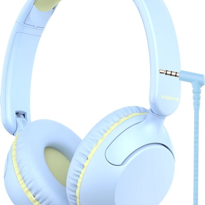 Xssive Kinder Koptelefoon met Volumebegrenzing 85dB - Koptelefoon Voor Kinderen 3-9 Jaar Met Microfoon en Kabel - Veilig Geluid - Blauw/Geel