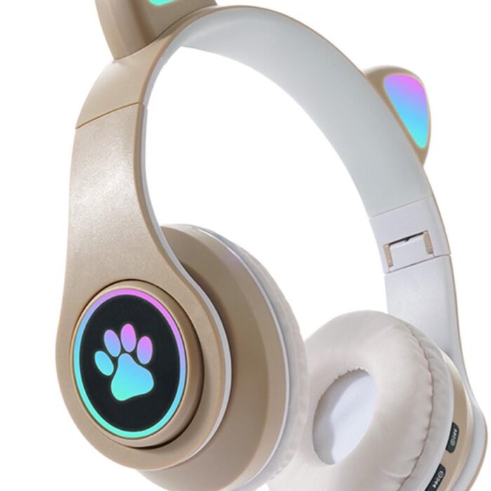 KINSI Bluetooth Gaming Headset - Stylish Kat Oor Design met LED - Verlichting! Perfect voor Meisjes, Compatibel met Alle Apparaten (Tablet / Computer / Telefoon)