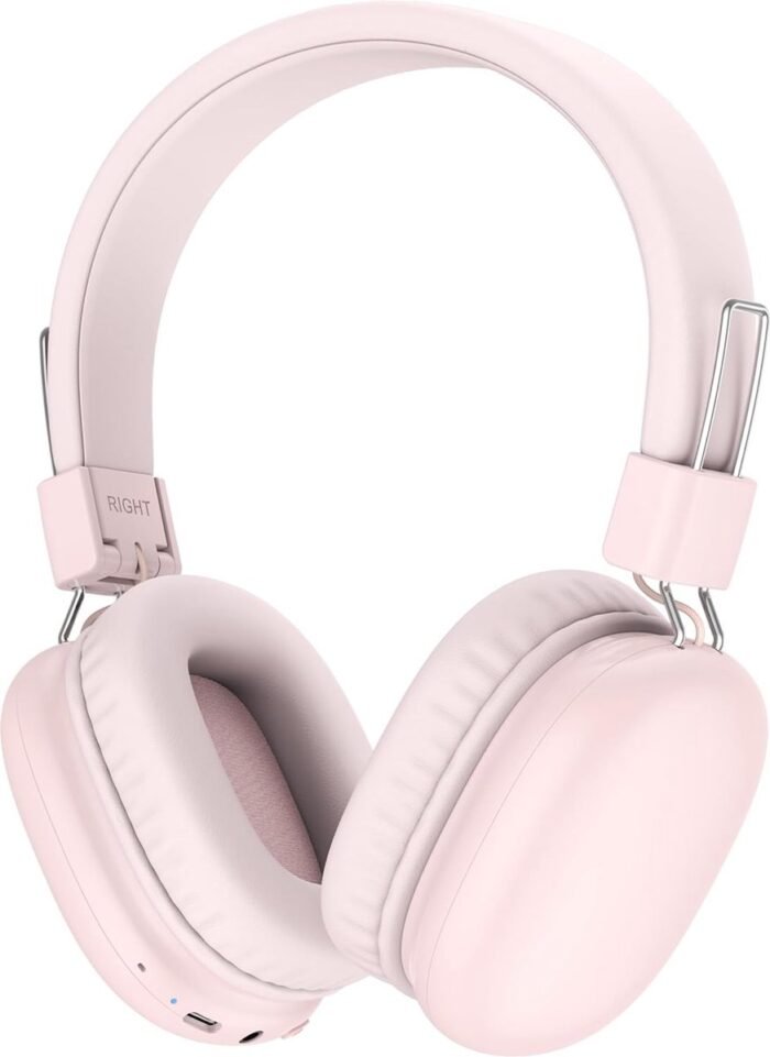 StayPowered Kinderkoptelefoon - Veilig Luisteren en Comfort voor Elk Moment - Instelbaar Volume - 50 Uur Batterij - Bluetooth 5.4 - Ingebouwde Microfoon - Opvouwbaar en Licht - Roze - Levering Sneller dan Aangegeven!