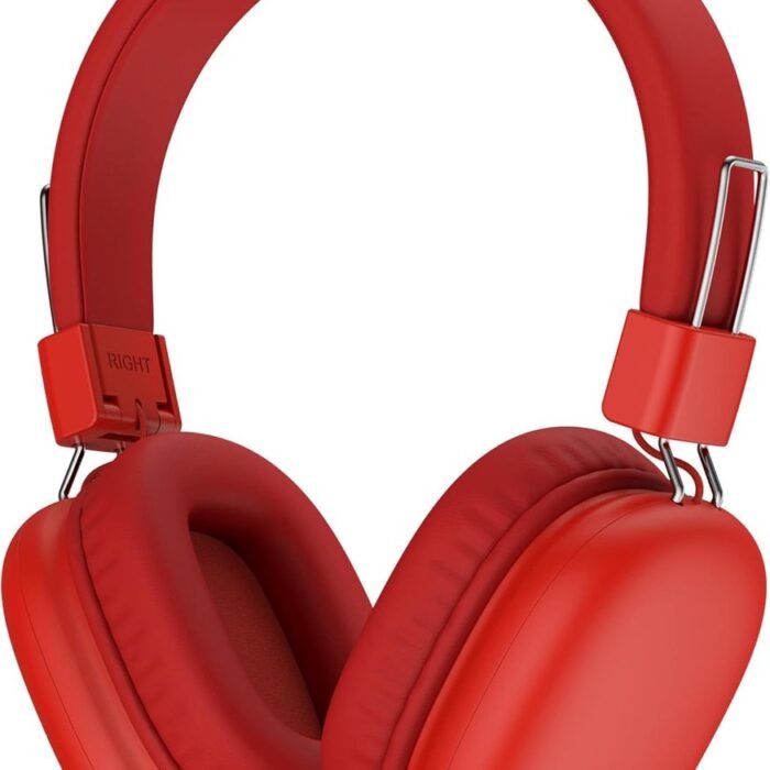 StayPowered Kinderkoptelefoon - Veilig Luisteren en Comfort voor Elk Moment - Instelbaar Volume - 50 Uur Batterij - Bluetooth 5.4 - Ingebouwde Microfoon - Opvouwbaar en Licht - Rood - Levering Sneller dan Aangegeven!