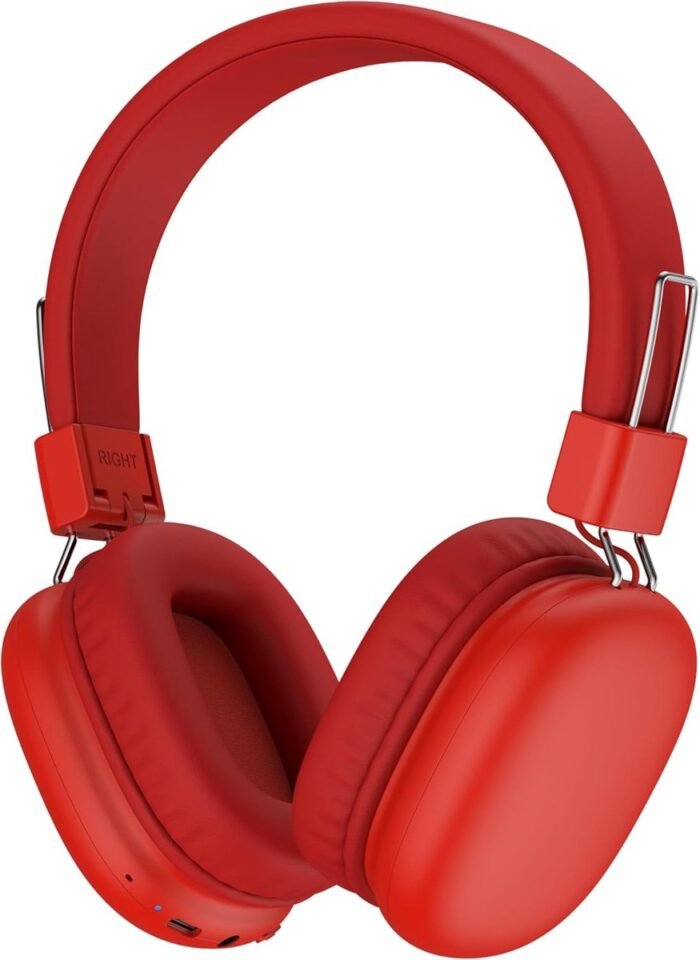 StayPowered Kinderkoptelefoon - Veilig Luisteren en Comfort voor Elk Moment - Instelbaar Volume - 50 Uur Batterij - Bluetooth 5.4 - Ingebouwde Microfoon - Opvouwbaar en Licht - Rood - Levering Sneller dan Aangegeven!