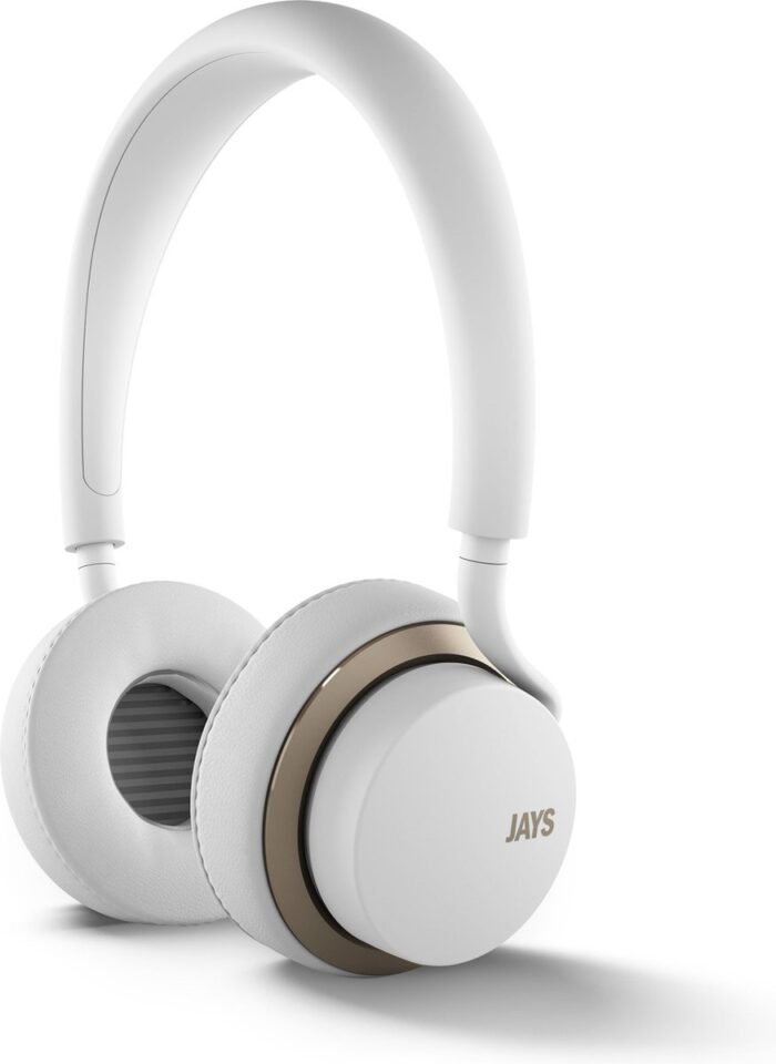 u-JAYS - On-Ear Koptelefoon - Hoofdband Stereofonisch Draadloos, mobiele hoofdtelefoon - Wit & Goud