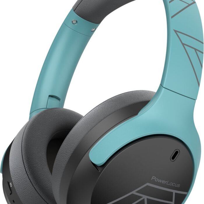 PowerLocus Boom - Koptelefoon Bluetooth - 60 uur batterijduur – Over Ear Koptelefoon Draadloos – 4 EQ-modi - Met Microfoon - Mint/Grijs