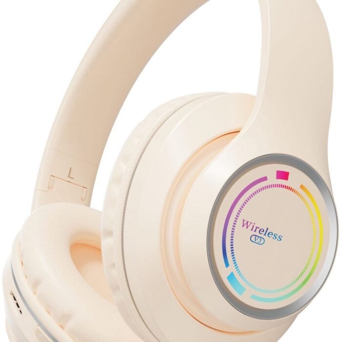 KINSI Draadloze Bluetooth-headset, over-ear gaming-hoofdtelefoon met achtergrondverlichting, Bedrade headset, RGB-ruisonderdrukking