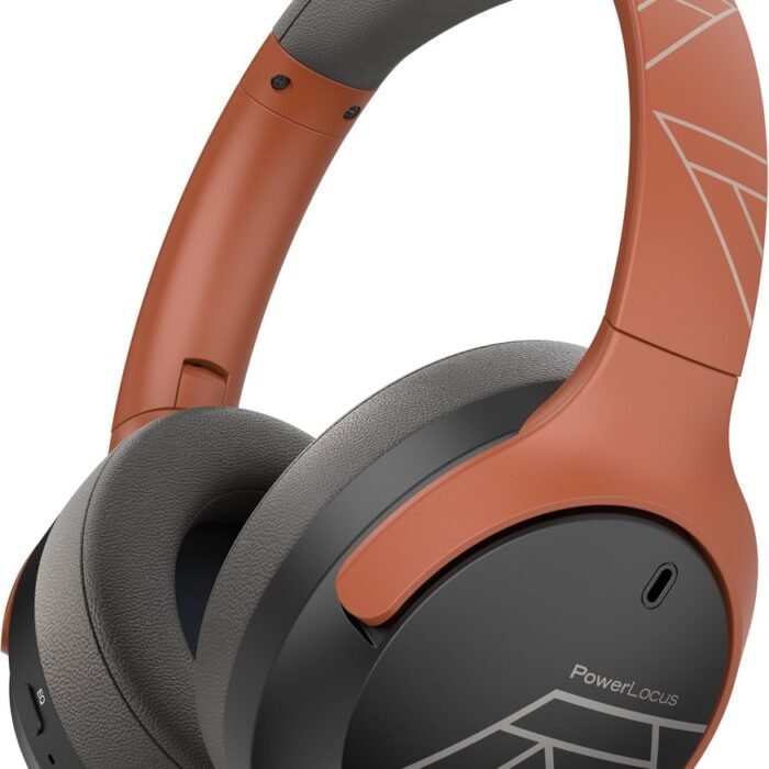 PowerLocus Boom - Koptelefoon Bluetooth - 60 uur batterijduur – Over Ear Koptelefoon Draadloos – 4 EQ-modi - Met Microfoon - Oranje/Grijs