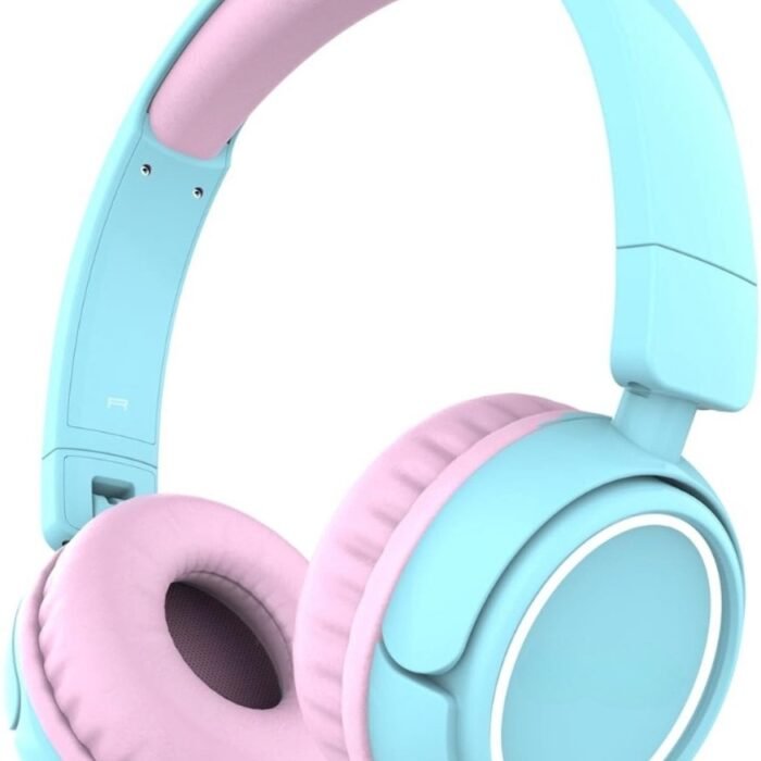 StayPowered Koptelefoon - Veilig & Comfortabel voor Kinderen - 85dB Geluidslimiet - Zacht Memory-Schuim - Ergonomisch Ontwerp - Opvouwbaar & Duurzaam - Verstrengelvrij Kabel - Universele Compatibiliteit - Blauw/Roze - Levering Sneller dan Aangegeven!