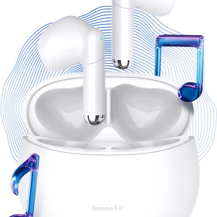 Sense14 TW200 Noise Cancelling Oordopjes Draadloos - Draadloze Oortjes Bluetooth - Zweetbestendig en 20 Uur Luistertijd - Wit