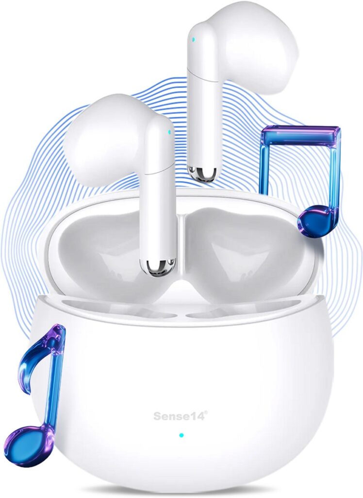 Sense14 TW200 Noise Cancelling Oordopjes Draadloos - Draadloze Oortjes Bluetooth - Zweetbestendig en 20 Uur Luistertijd - Wit