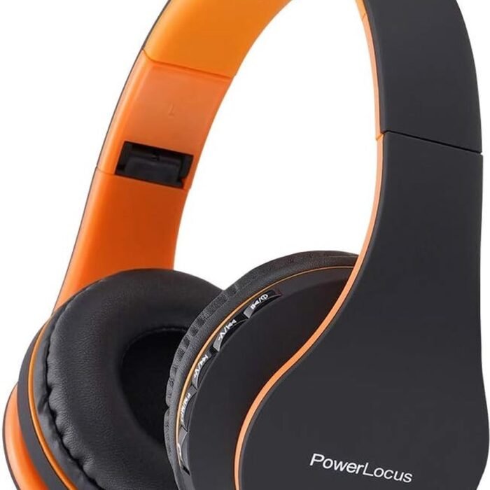 StayPowered Bluetooth Koptelefoon - HiFi Geluid voor Een Ongekende Muziekbeleving - Draadloos of Bekabeld - Ingebouwde Microfoon - Micro-SD en FM-Radio - Comfortabele Memory Foam Oorkussens - Zwart/Oranje - Levering Sneller dan Aangegeven!