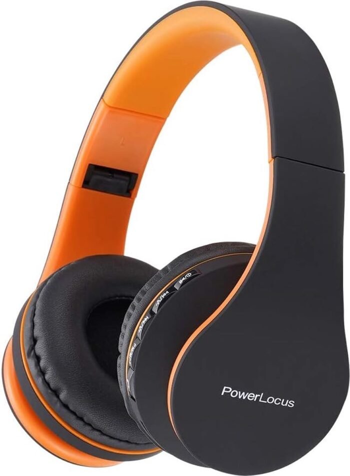 StayPowered Bluetooth Koptelefoon - HiFi Geluid voor Een Ongekende Muziekbeleving - Draadloos of Bekabeld - Ingebouwde Microfoon - Micro-SD en FM-Radio - Comfortabele Memory Foam Oorkussens - Zwart/Oranje - Levering Sneller dan Aangegeven!